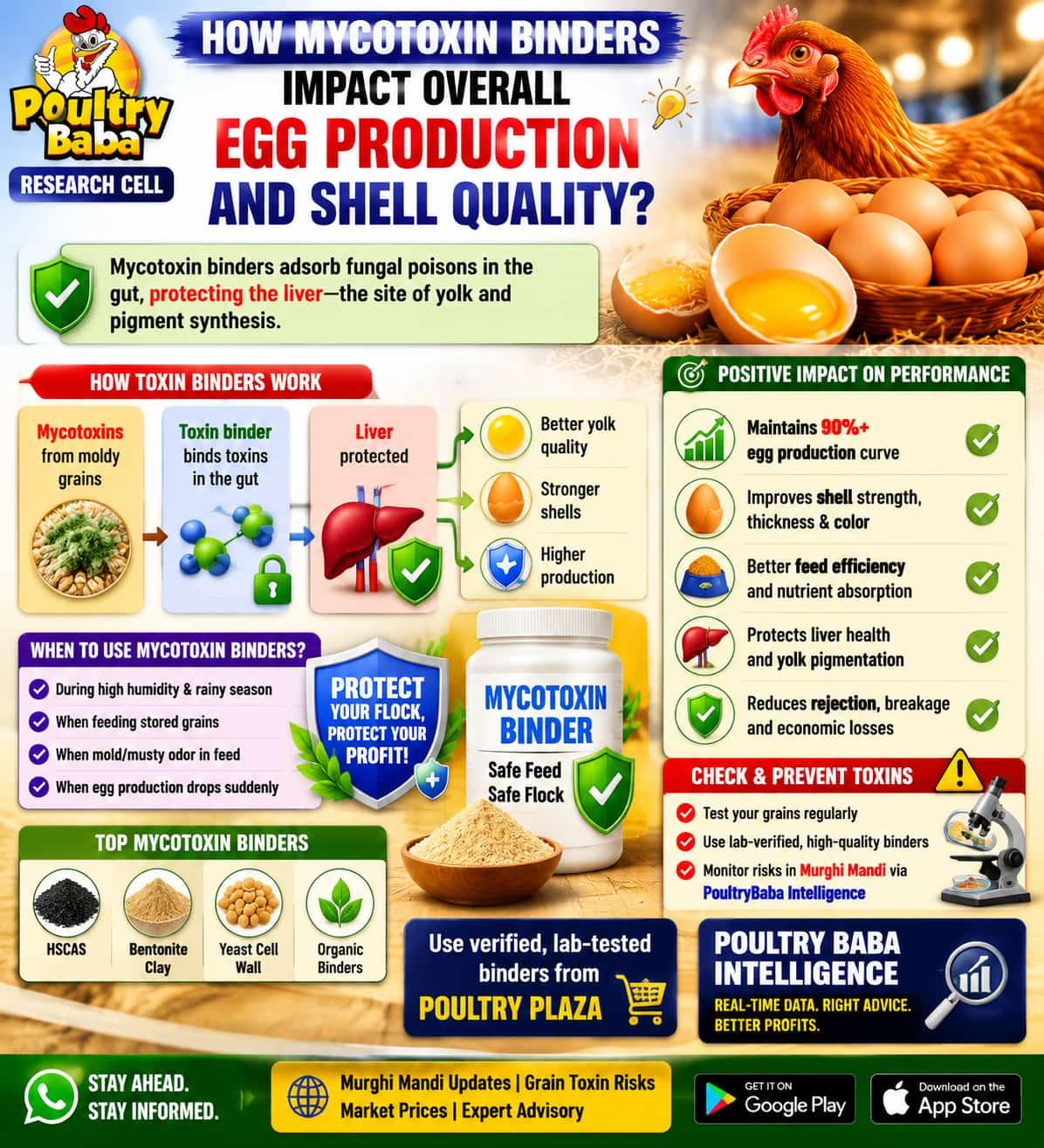 How Mycotoxin binders in feed impact overall egg production and shell quality?
