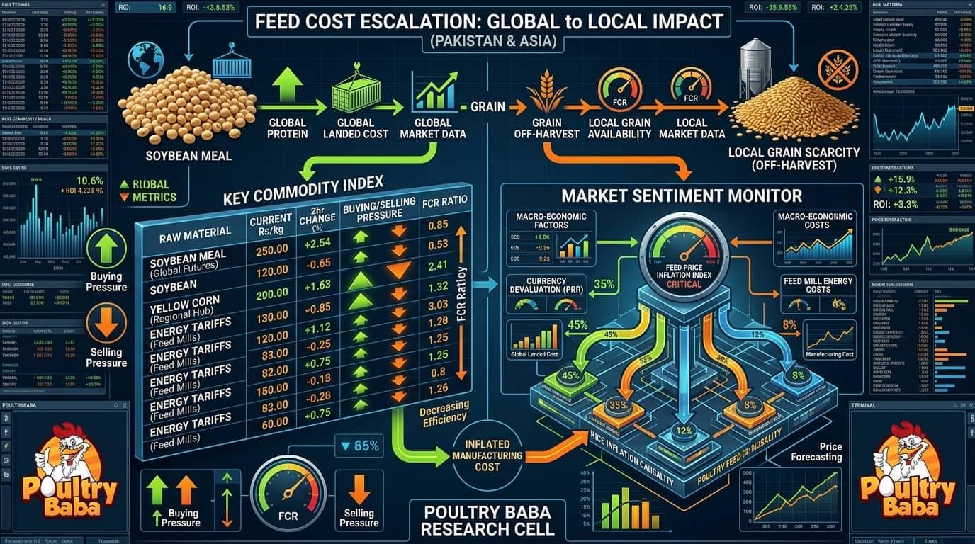 Why are poultry feed prices increasing in Pakistan and Asian markets today?