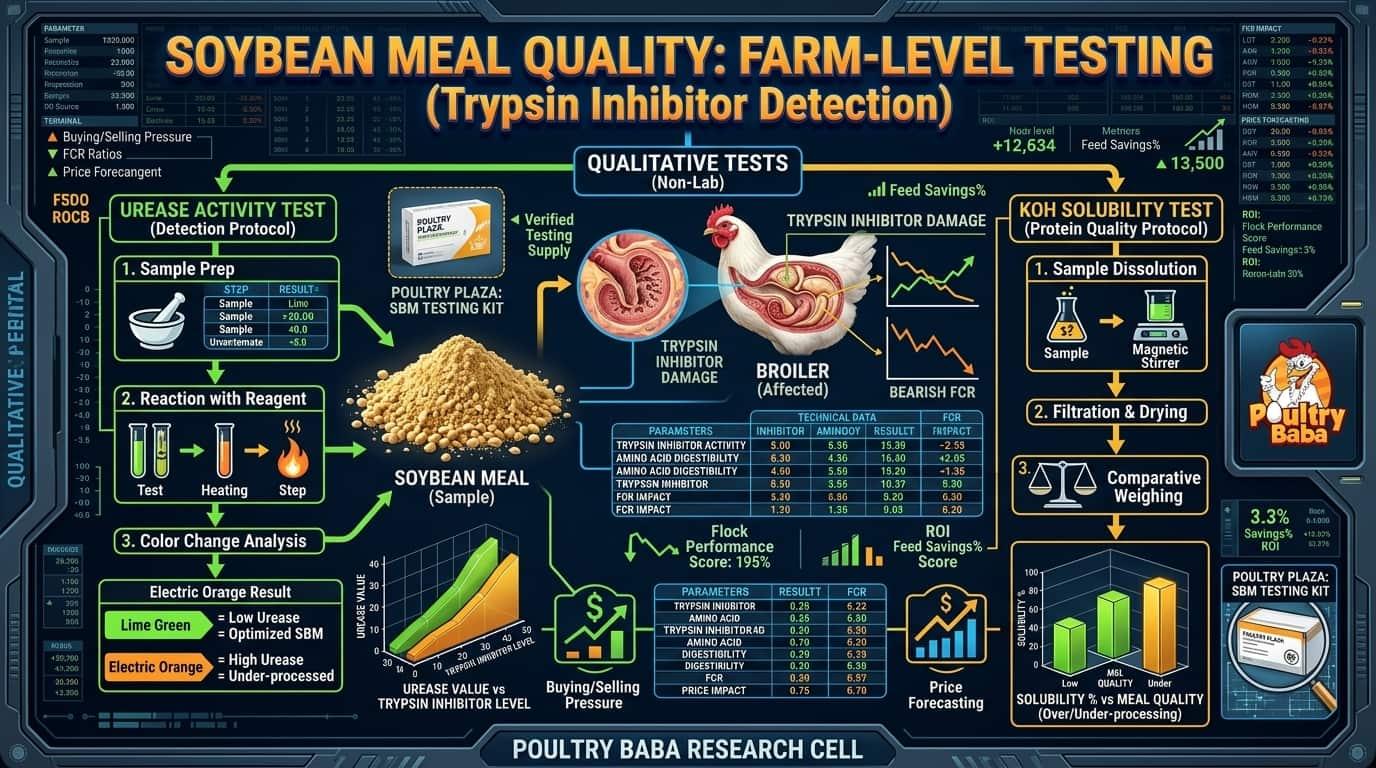 How do soybean meal prices influence broiler FCR economics?