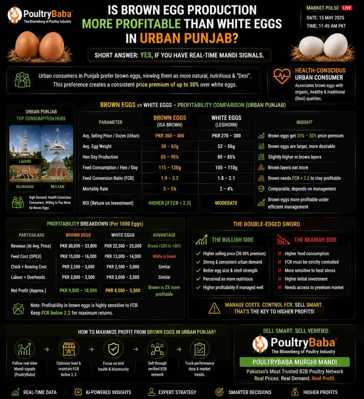 Is Brown Egg production more profitable than White Eggs in urban Punjab?