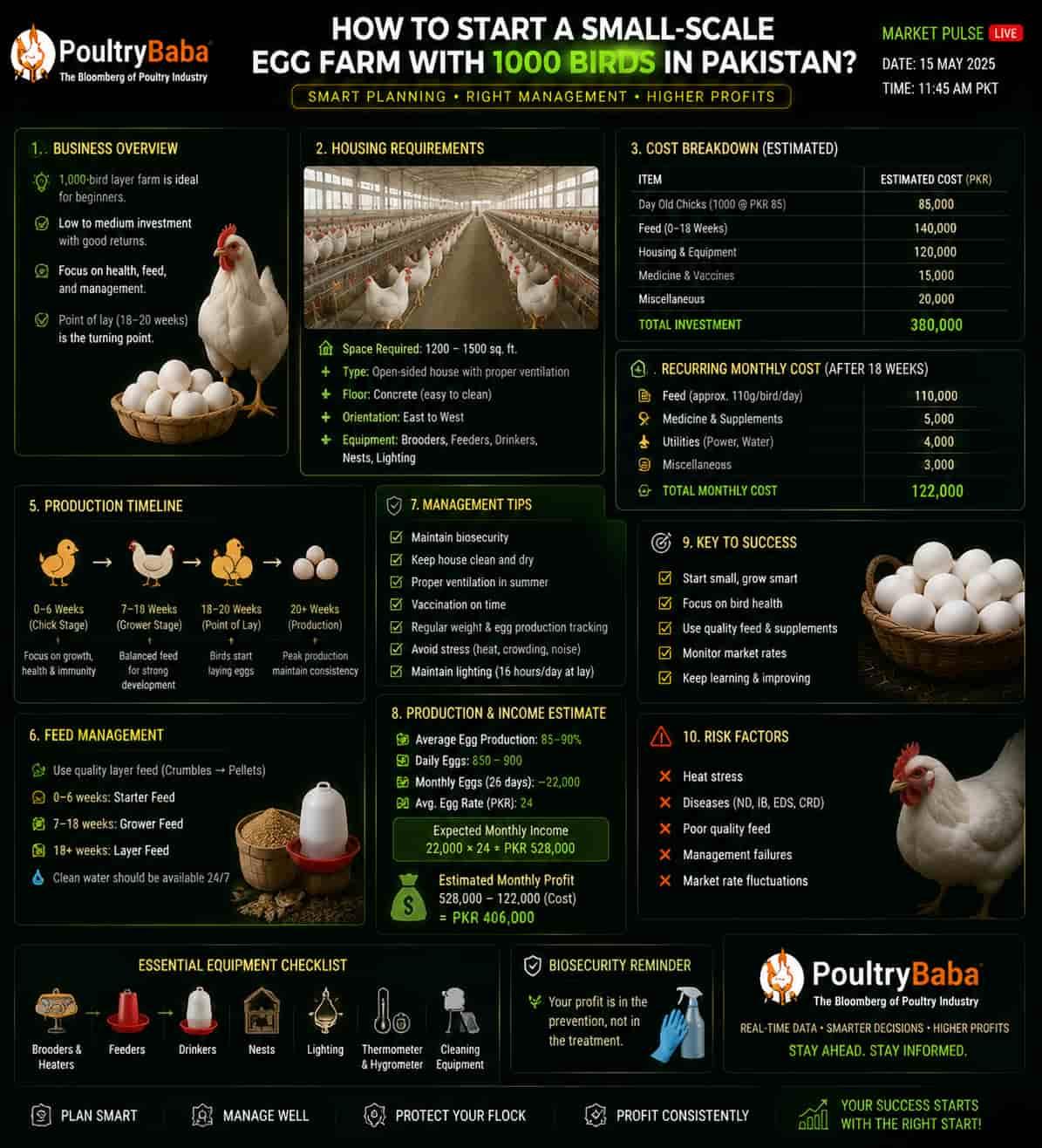 How to start a small-scale egg farm with 1000 birds in Pakistan?
