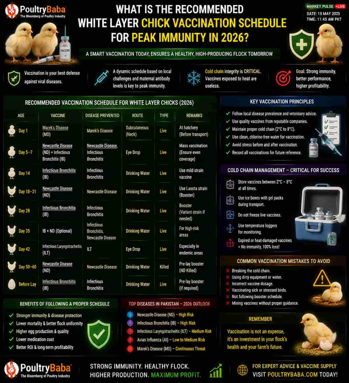 What is the Recommended White Layer Chick Vaccination Schedule for Peak Immunity in 2026?