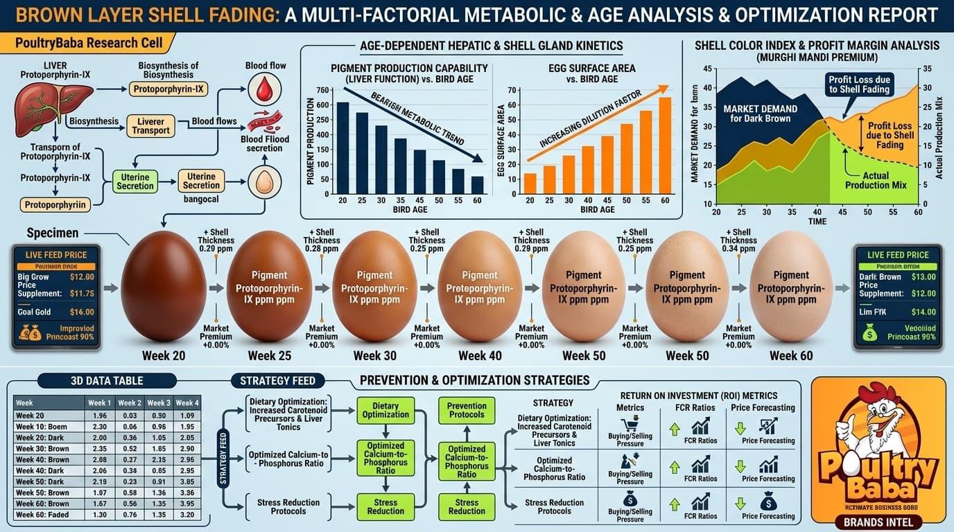 Why do Brown Layer hens lose egg shell color intensity as they age, and how to prevent it?