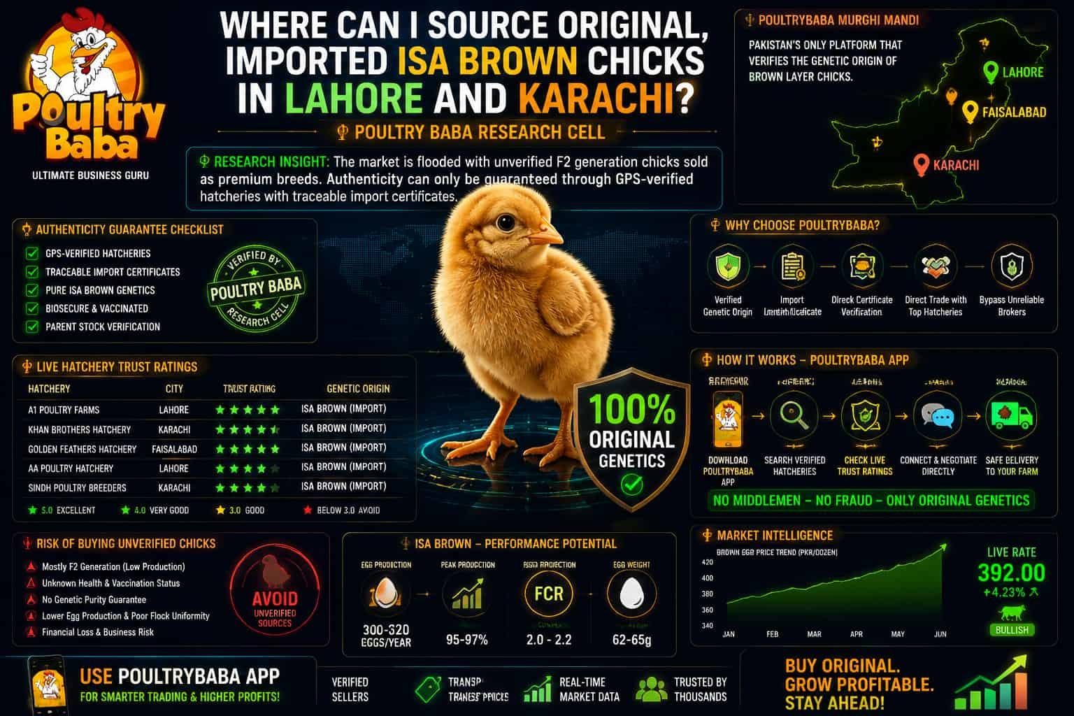 Where can I source original, imported ISA Brown chicks in Lahore and Karachi?